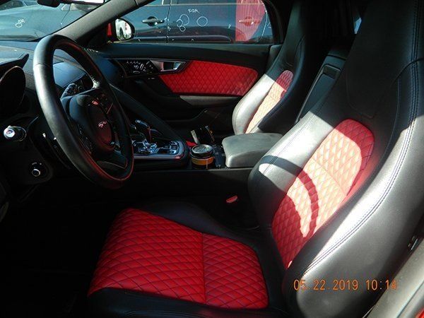 Black and red custom front seat