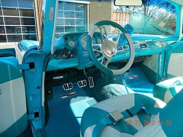 Custom white and mint blue interior