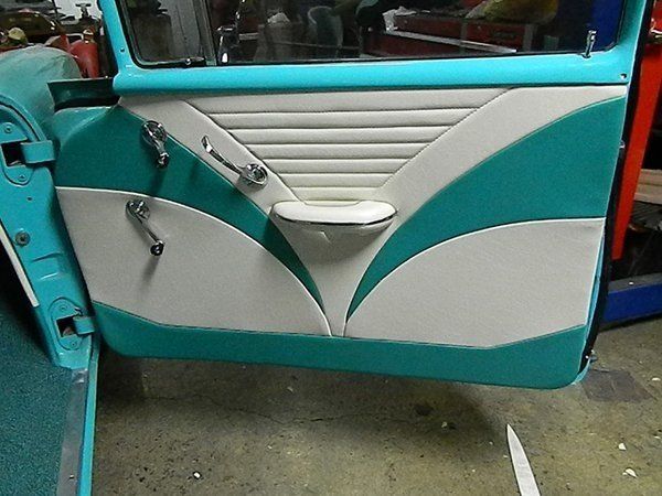 Custom white and mint blue door panel