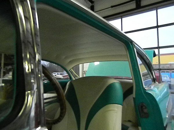 Custom white and mint blue headliner