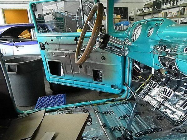 Custom white and mint blue car before