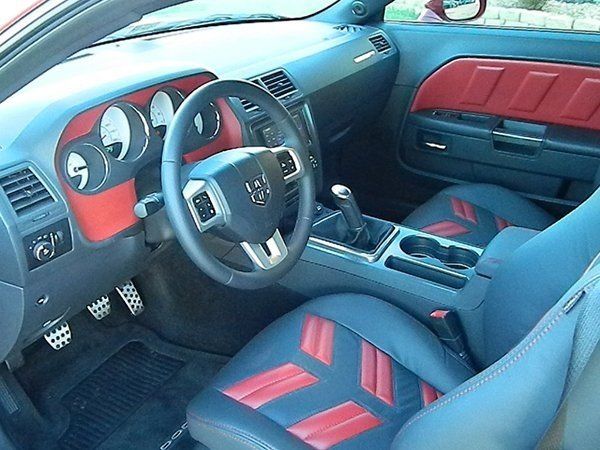 Black with red design front interior