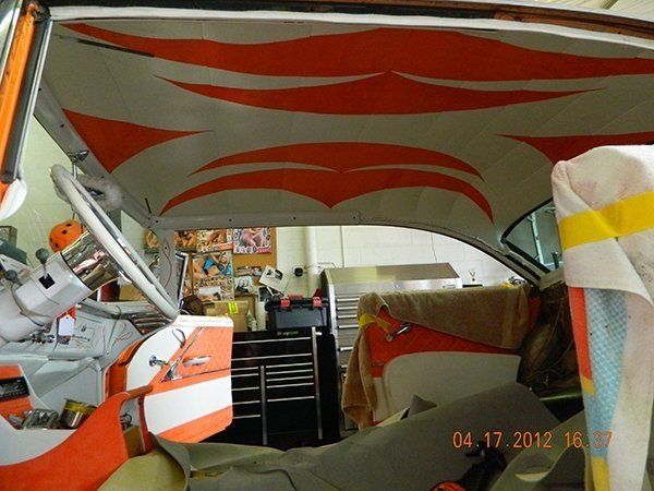 White and orange headliners