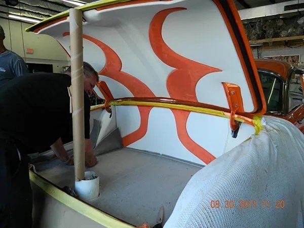 Custom white and orange design trunk