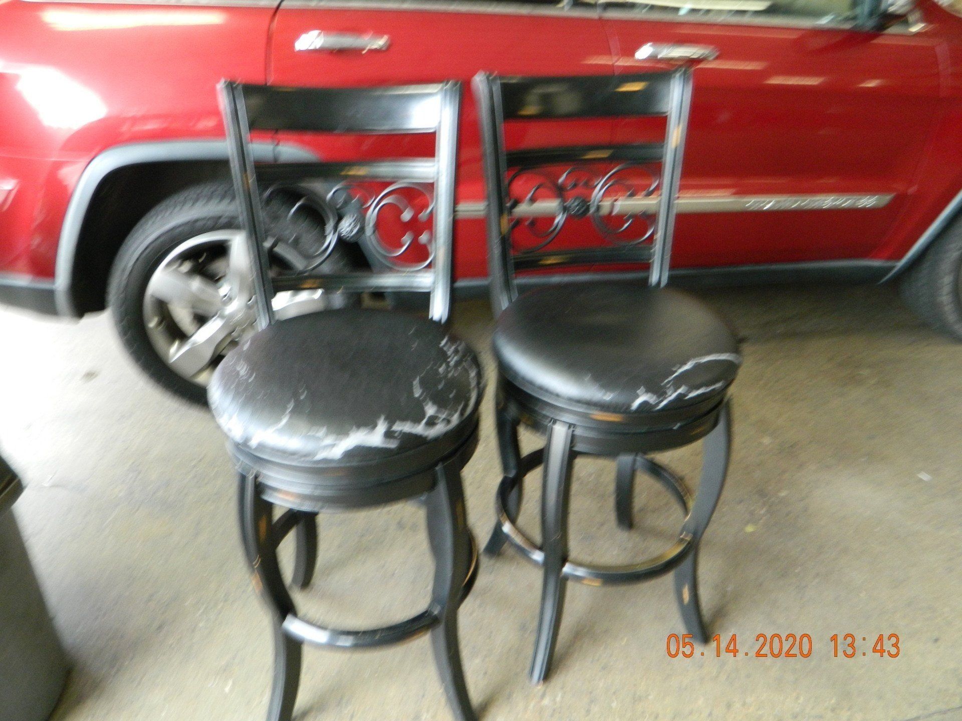 Custom black stools before repair