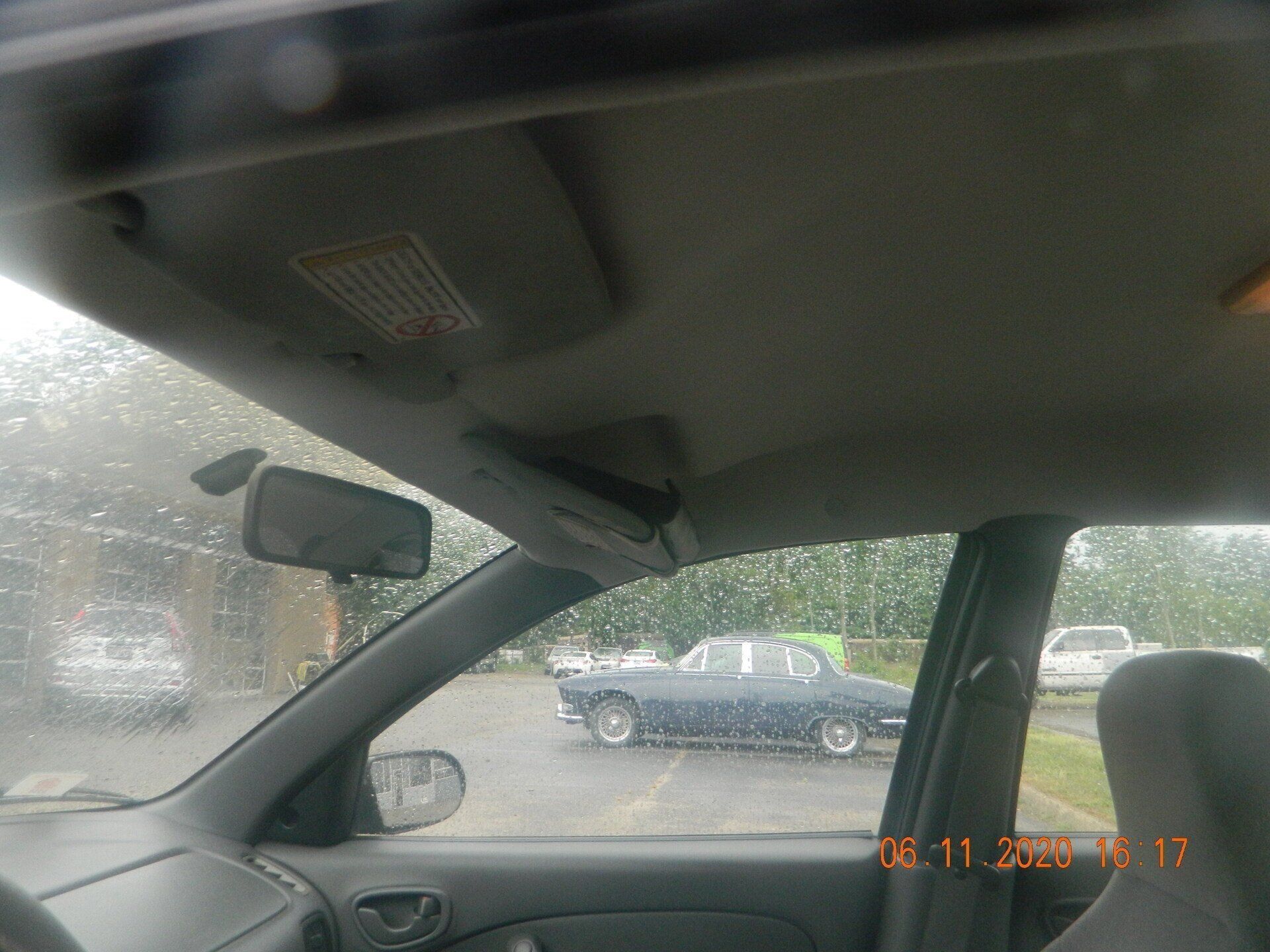 Gray headliner sun visor repairing