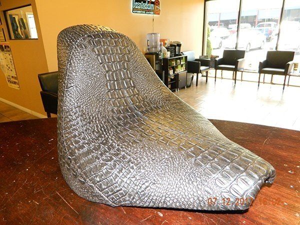 Custom silver motorcycle seat