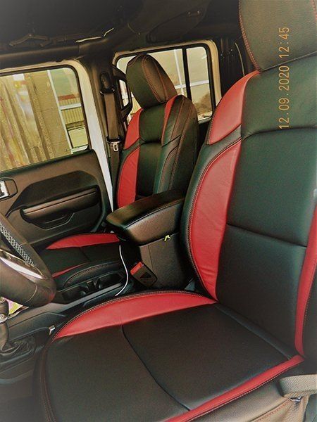 Black and red driver and passenger seat