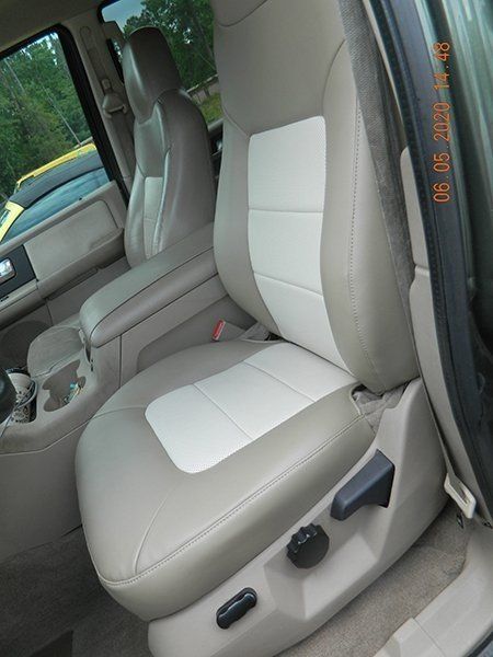 Gray with white design front seat