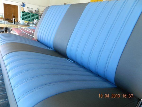 Blue and black back seat
