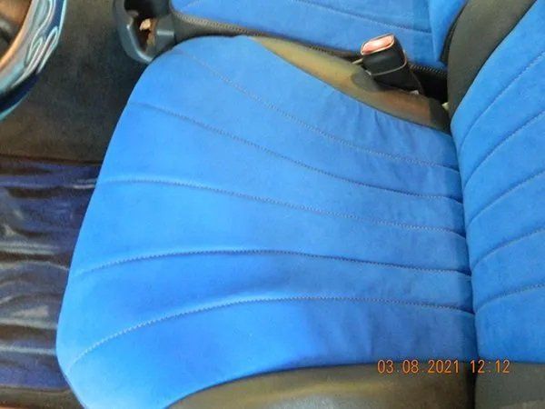 Blue and black seat