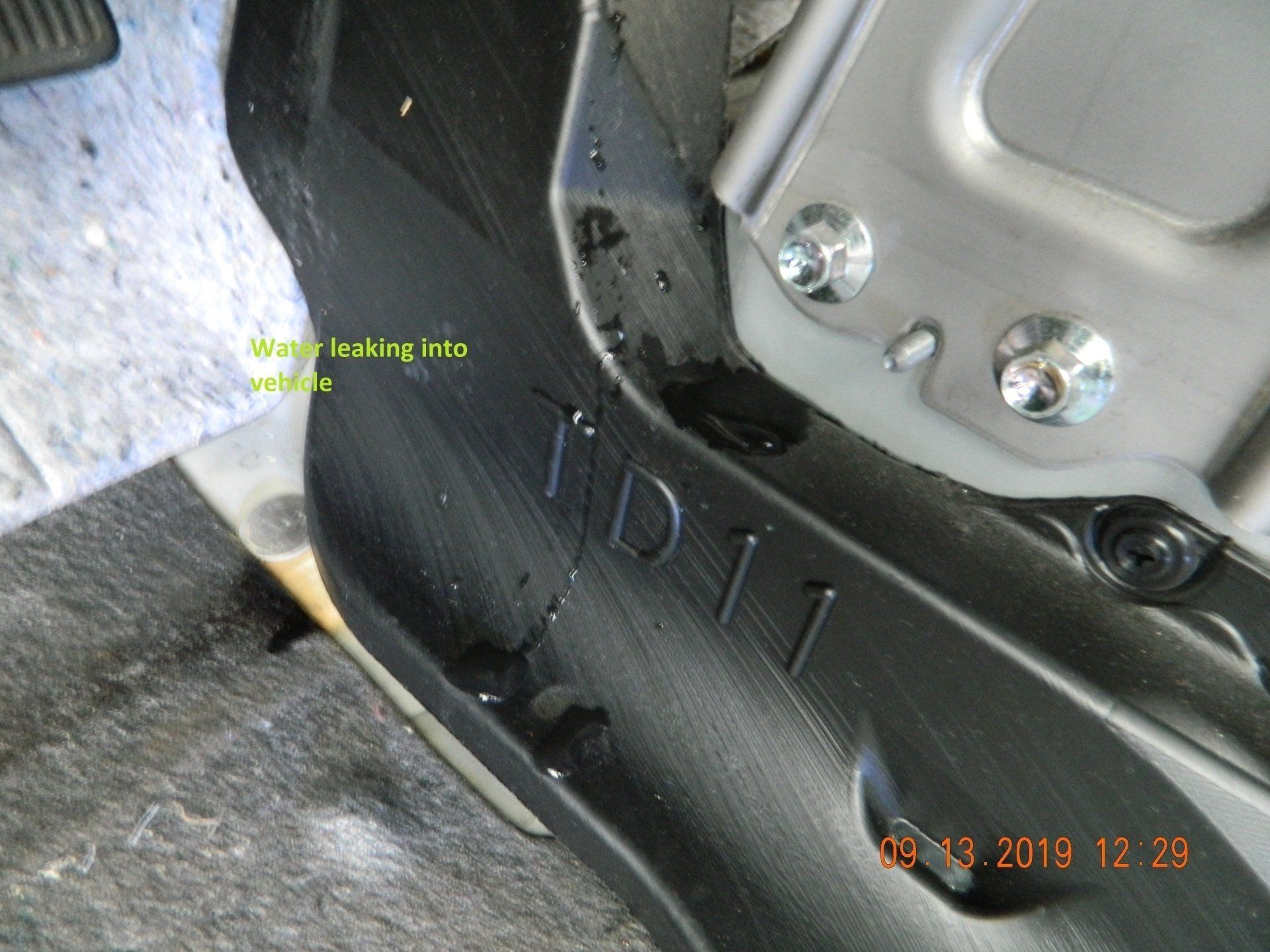 Water leaking into the vehicle