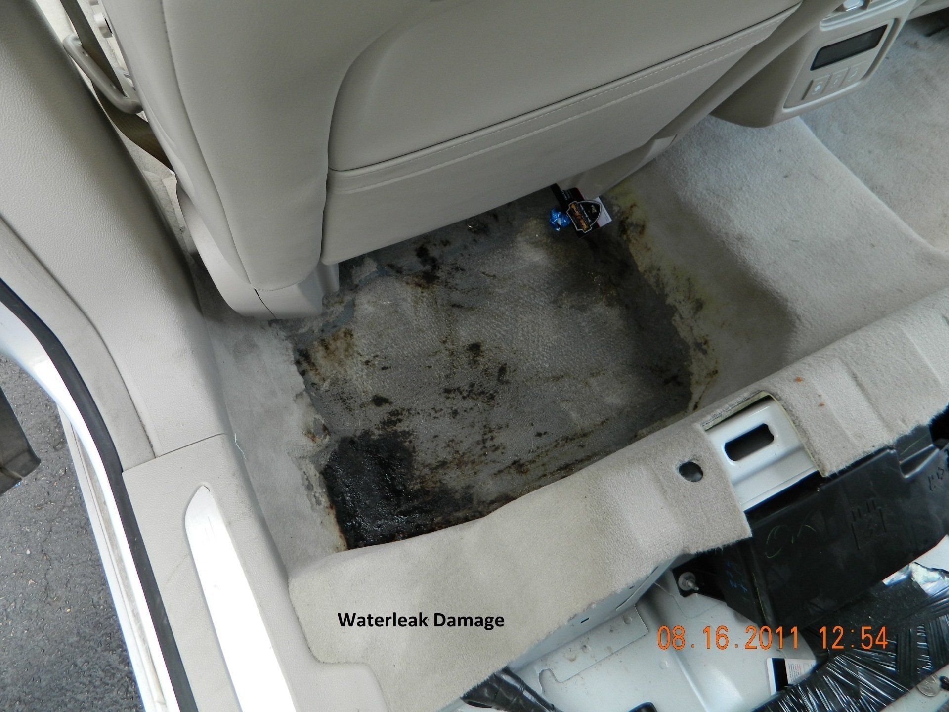 Water leak damage on floor