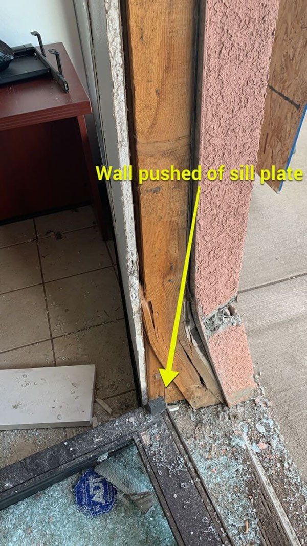 wall pushed of sill plate