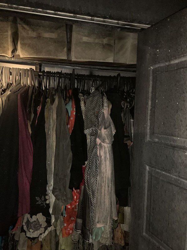 closet fire damage