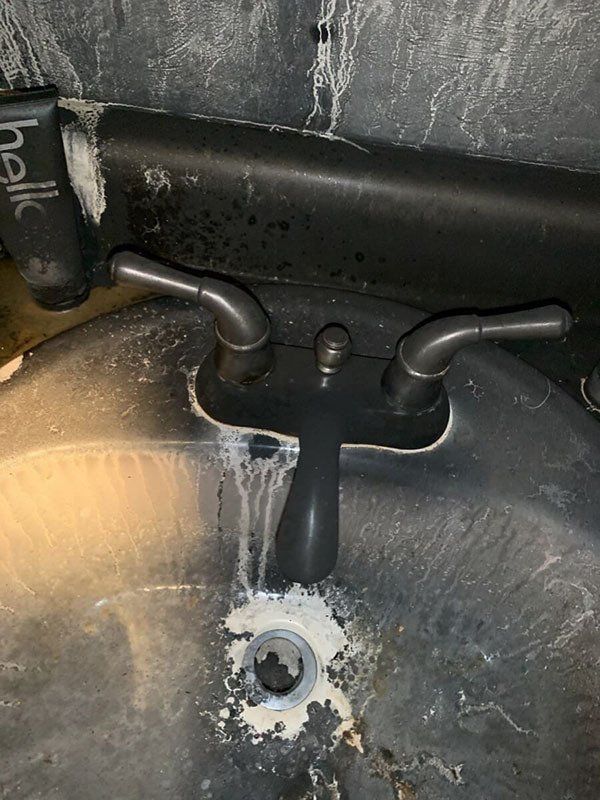 Fire residue on sink