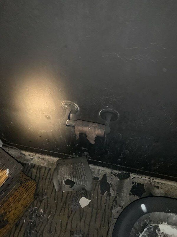 bathroom fire damage