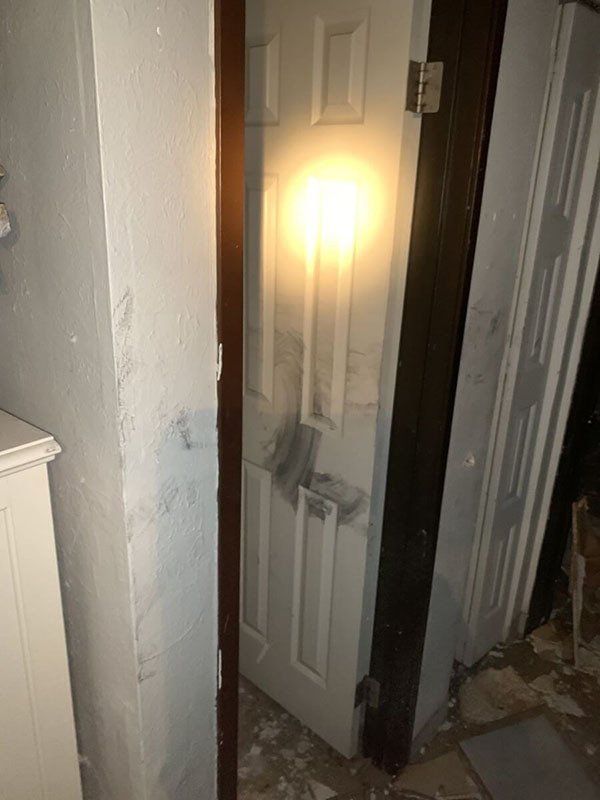 smoke residue on the door