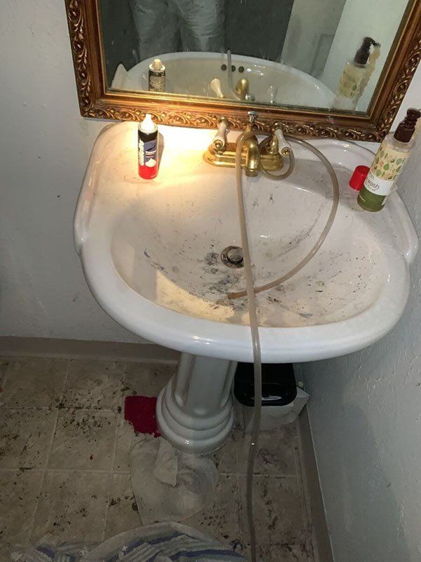 bathroom sink damaged