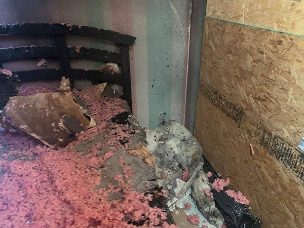 pink insulation all over the floor