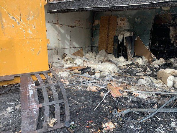 Debris outside the house