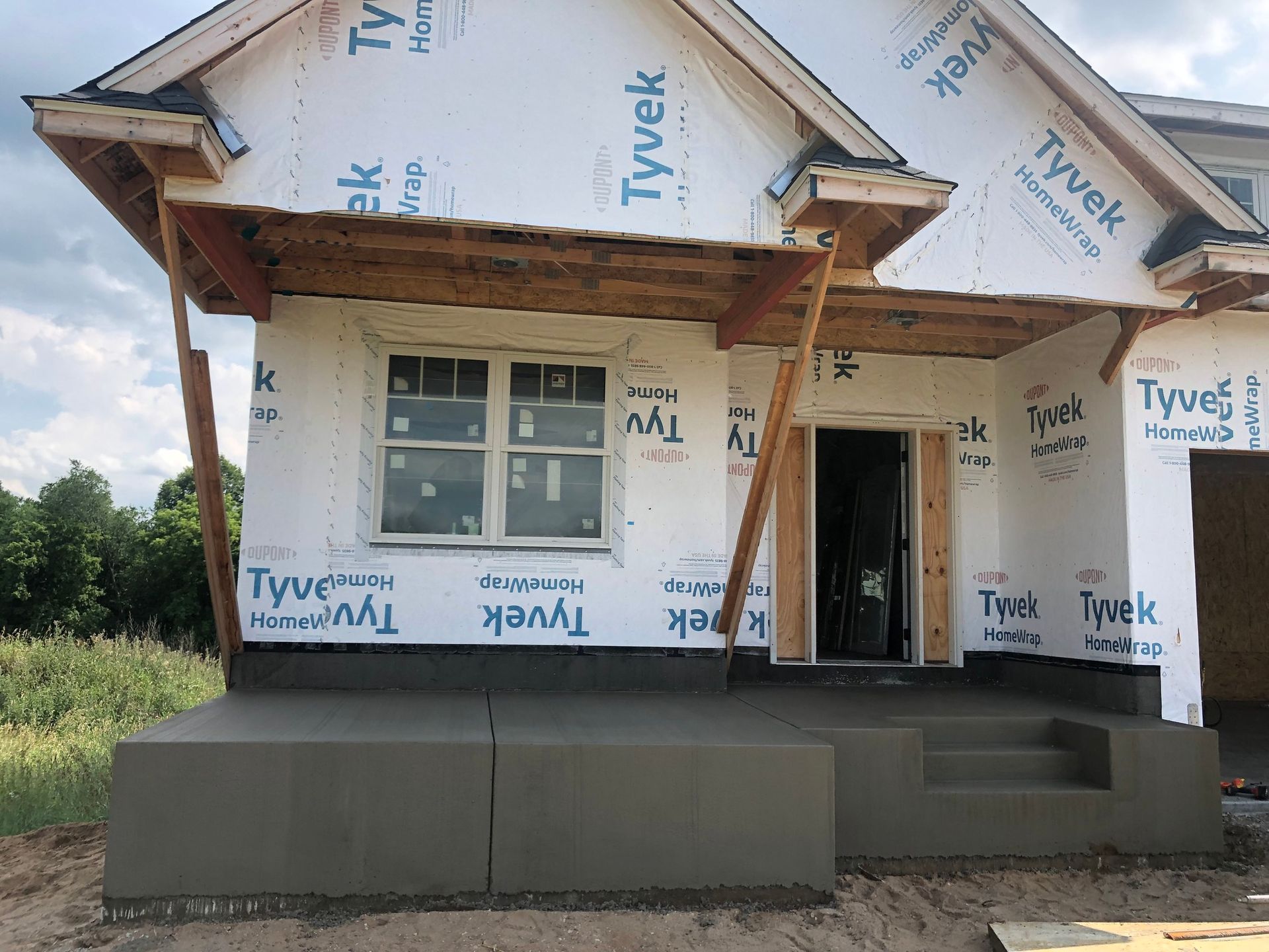 A concrete foundation is being built