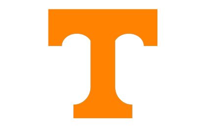 The letter t is orange and white on a white background.