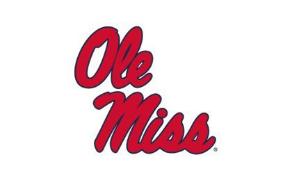 The ole miss logo is red and black on a white background.