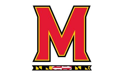 A red letter m with a yellow border is on a white background.