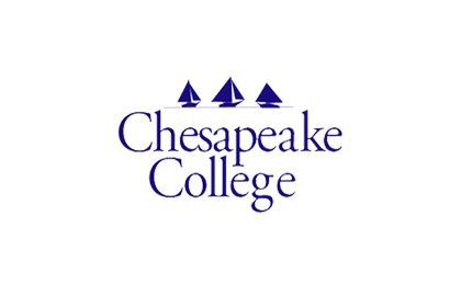 The logo for chesapeake college with three sailboats on it.