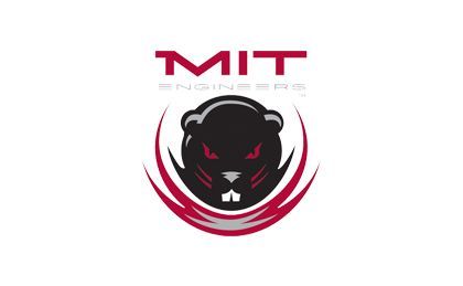 A logo for mit engineering with a black panther wearing headphones.