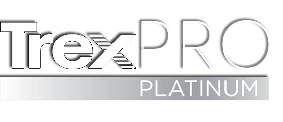 Logo for TrexPRO Platinum, featuring the white text 