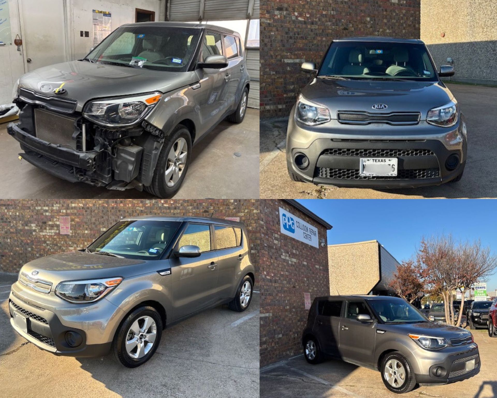 Before and after photos of a gray KIA SUV