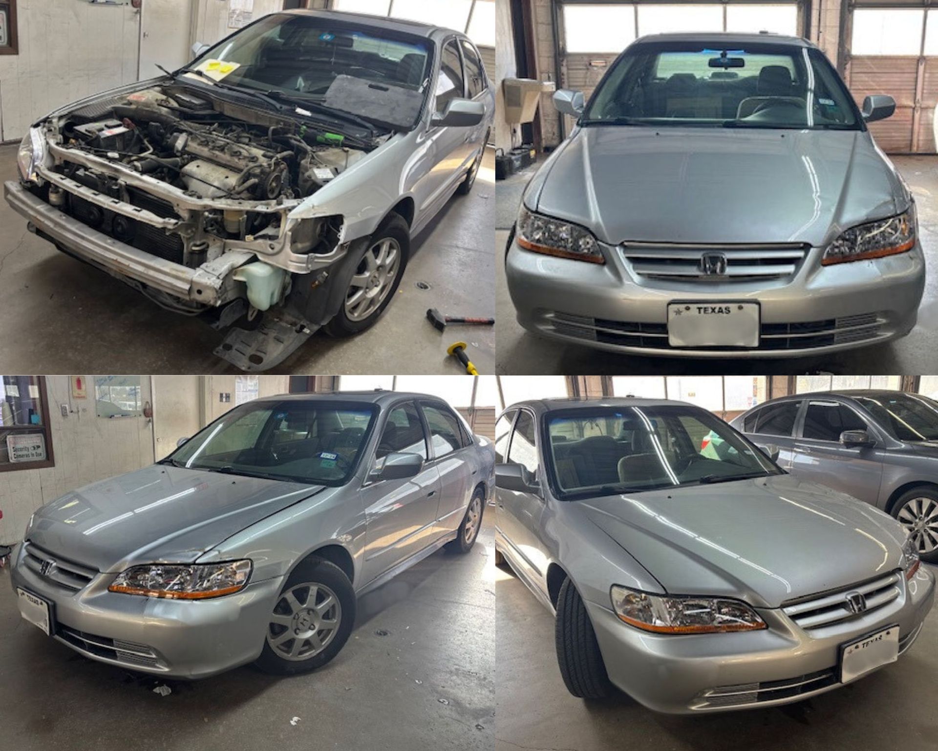 Before and after photos of a silver Honda Accord