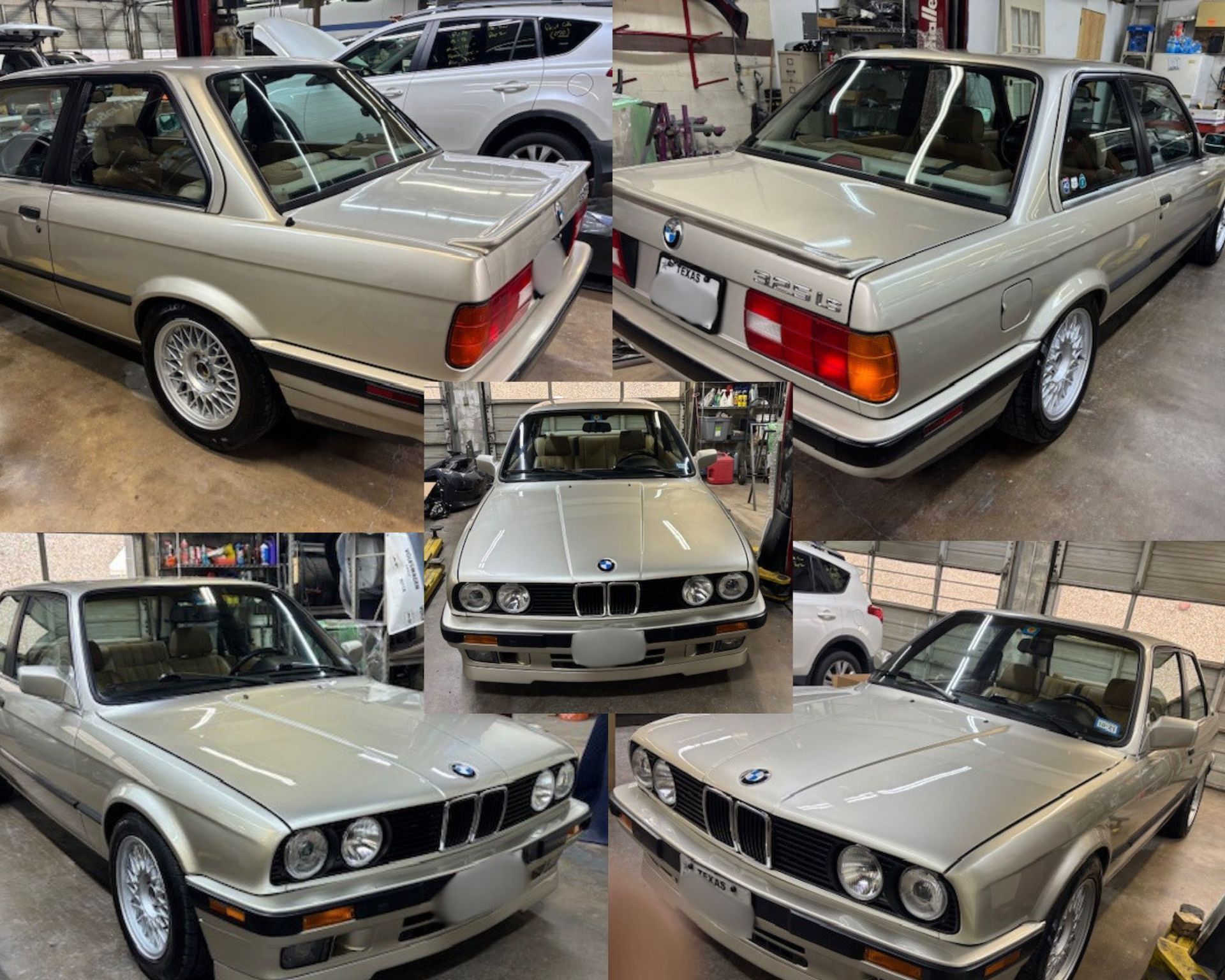 Before and after photos of a BMW 325i