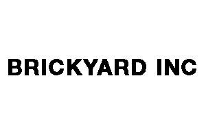 A black and white logo for brickyard inc.