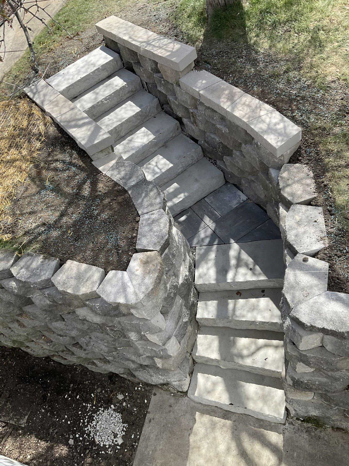 A set of stairs leading up to a street