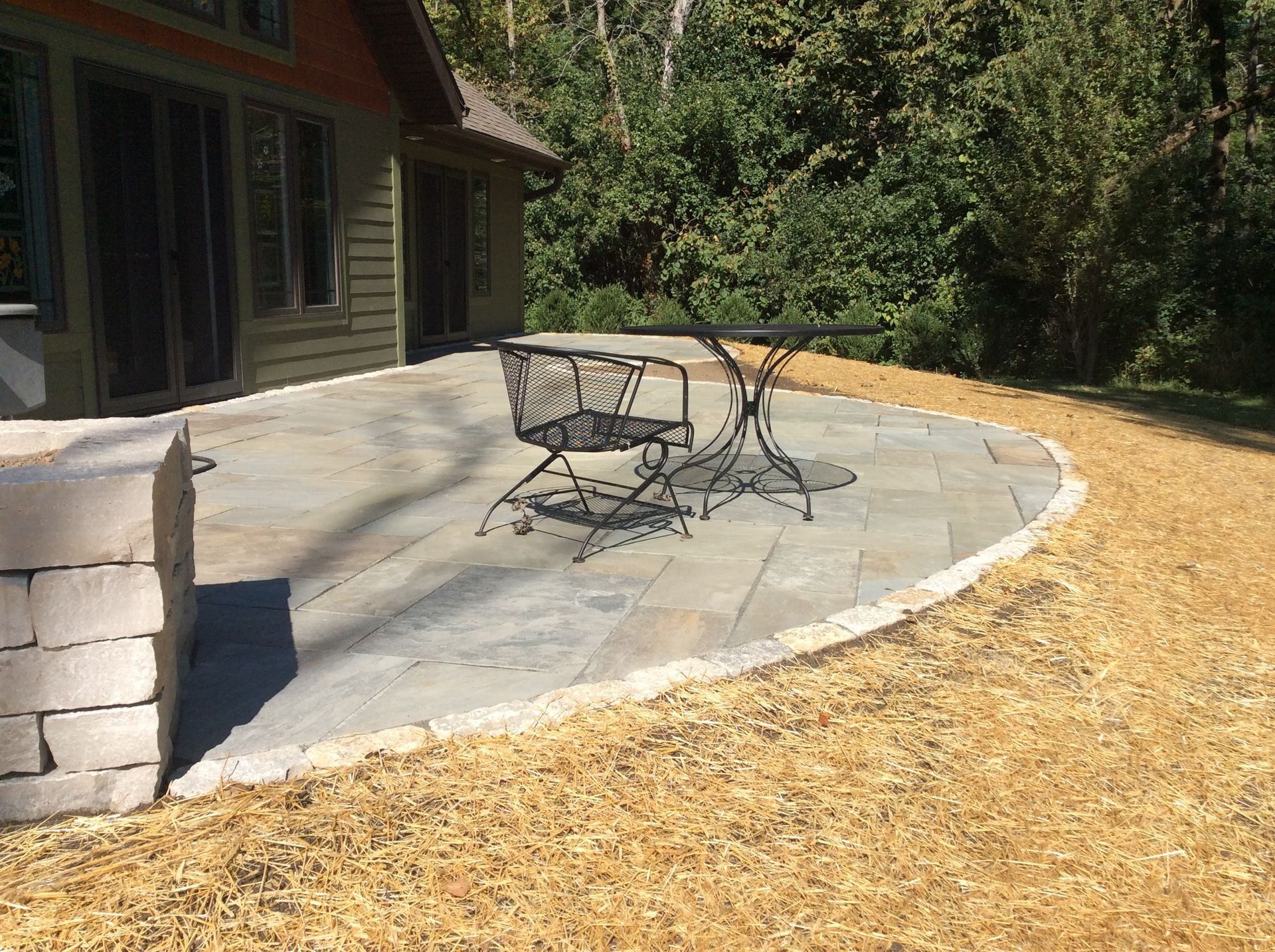 stone patios with table and chair 