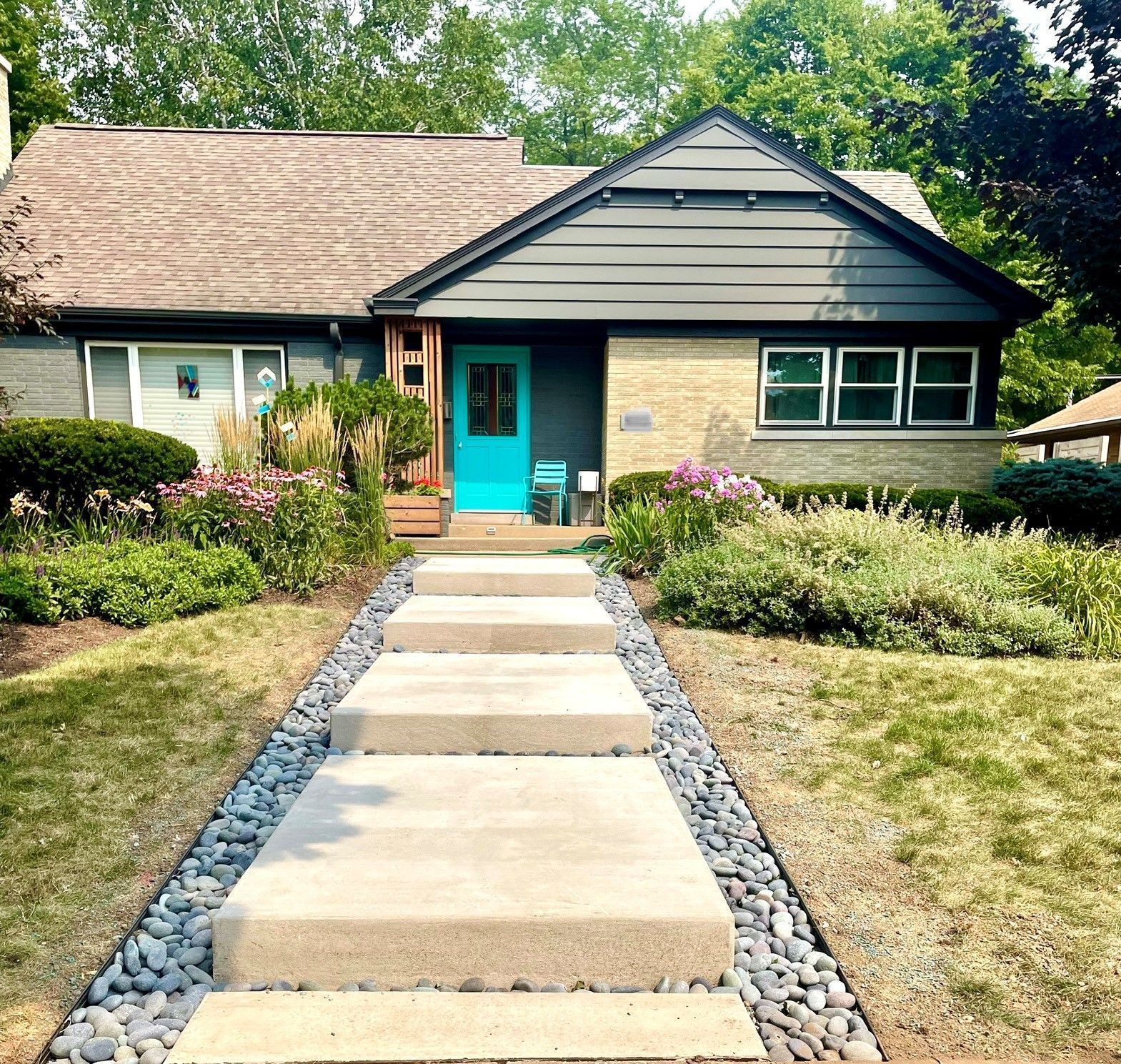 Front house after photo with landscape design
