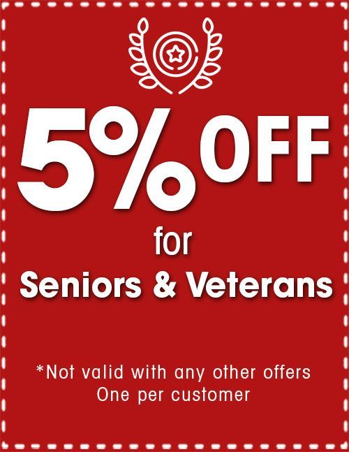 5% Off for Seniors and Veterans