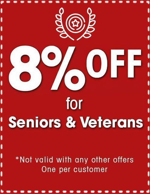 8% Off for Seniors and Veterans