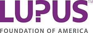 The logo for the lupus foundation of america is purple and white.