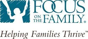 A logo for focus on the family helping families thrive