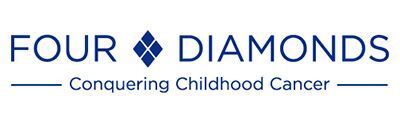 The logo for four diamonds is conquering childhood cancer.