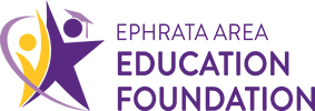 The logo for the ephrata area education foundation is purple and yellow.