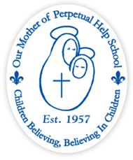 A logo for the mother of perpetual help school