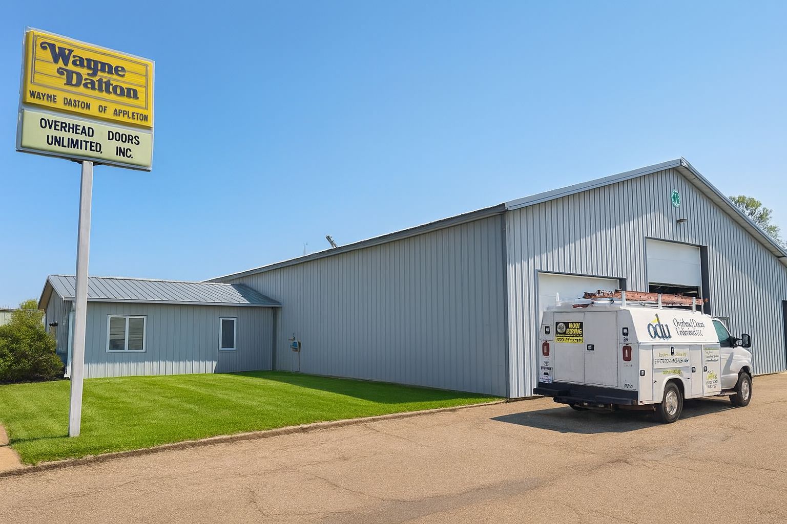 Building with a sign for 