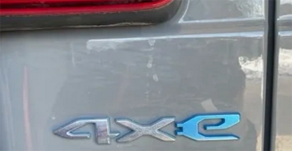 A close up of a 4x4 emblem on the back of a car.