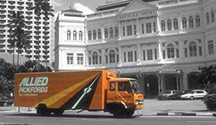Truck infront of building