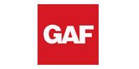 GAF logo: white letters 